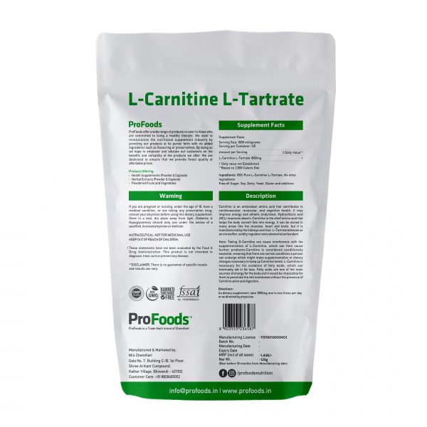 L-Carnitine-L-Tartrate-125g Back