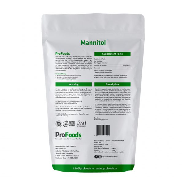 Mannitol Powder 125g Back